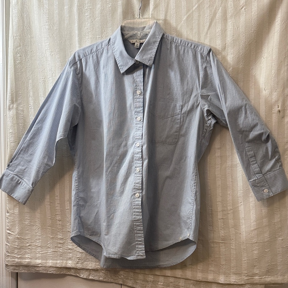 CAbi Blue Striped Shirt, Size Medium
